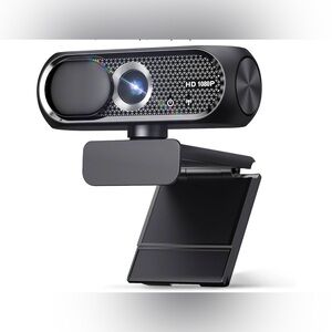 1080P Full HD Webcam with Privacy Cover, Wide Angle Lens Active Light Correction